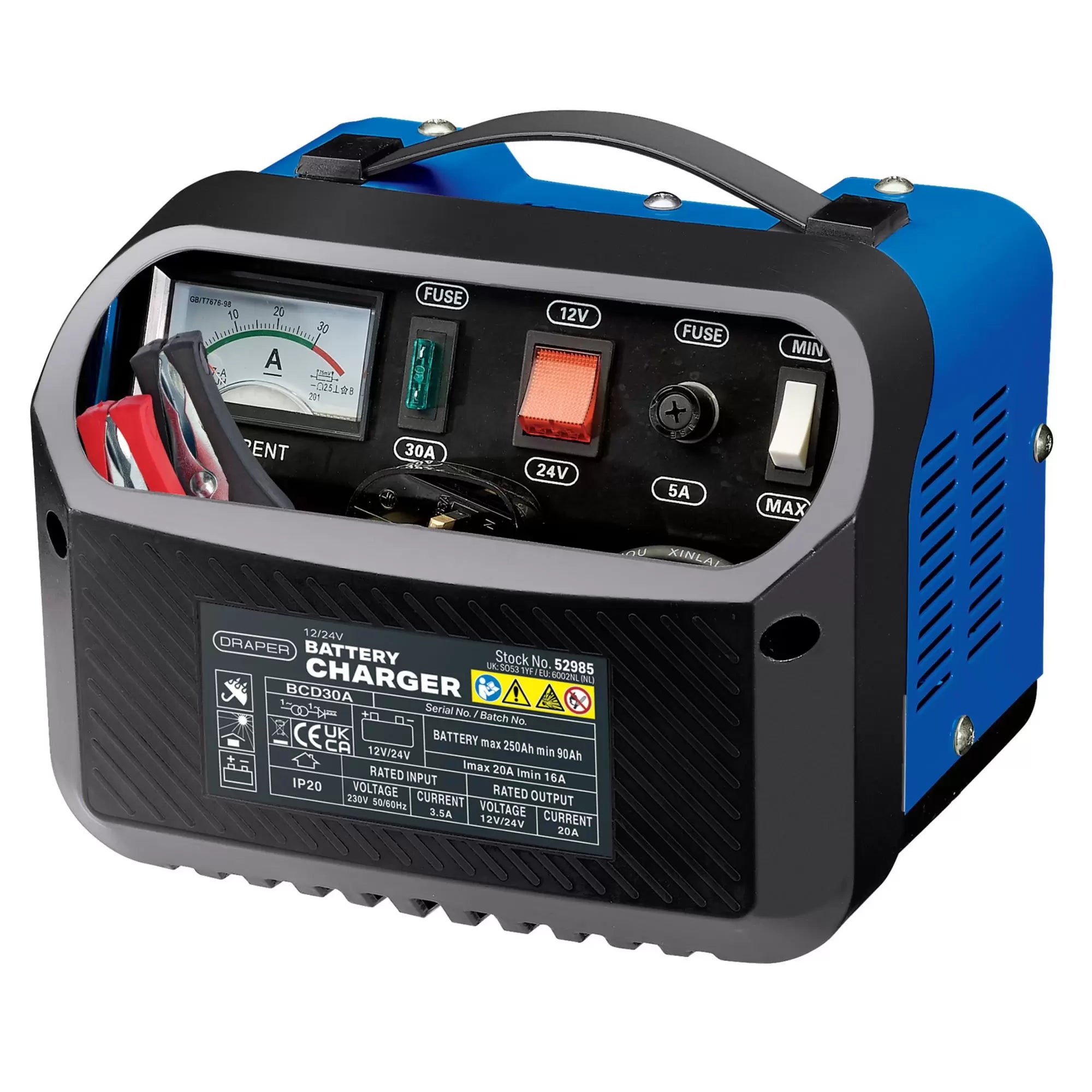 Draper Tools - 52985 - 12/24V Battery Charger, 16 - 20A