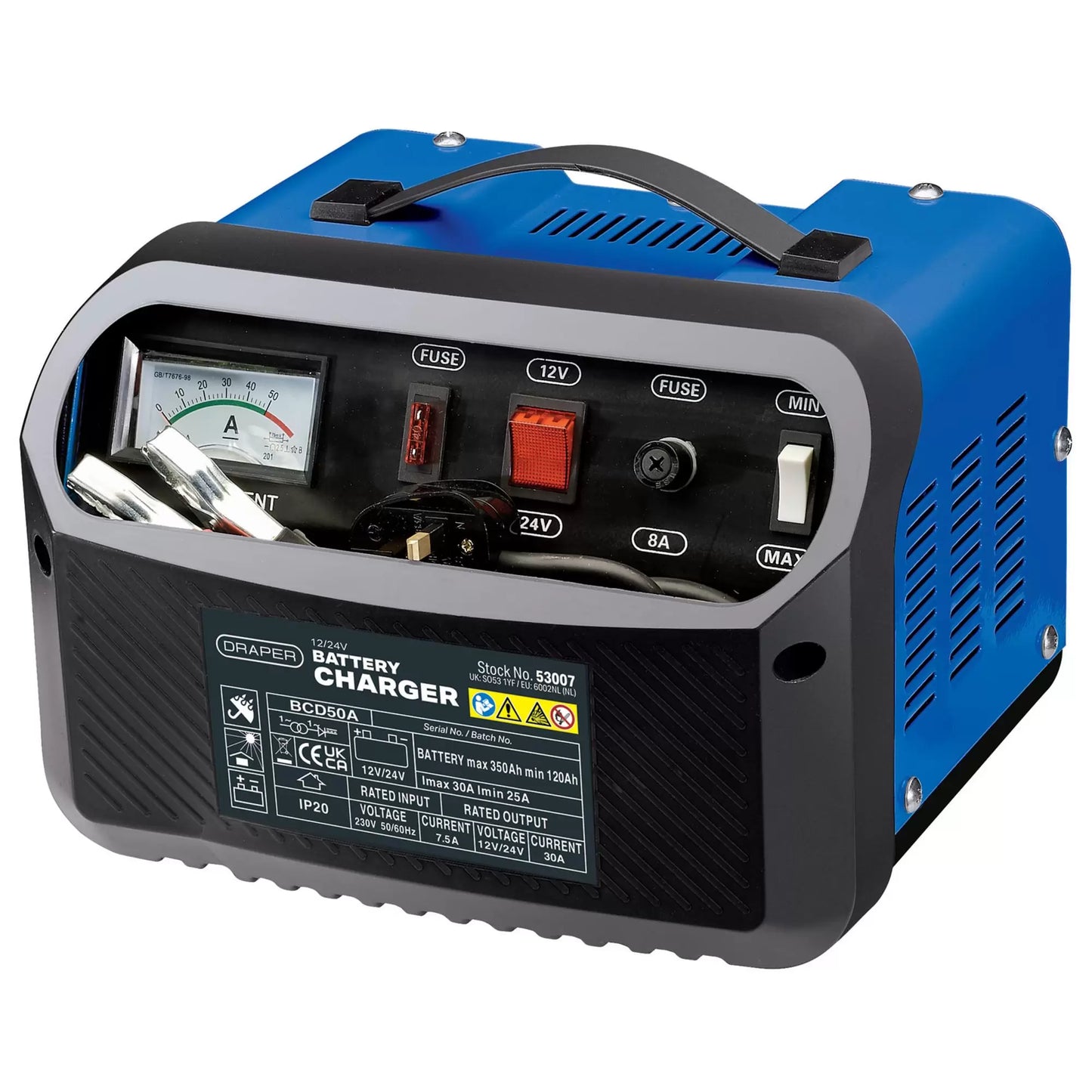 Draper Tools - 53007 - 12/24V Battery Charger, 25 - 30A