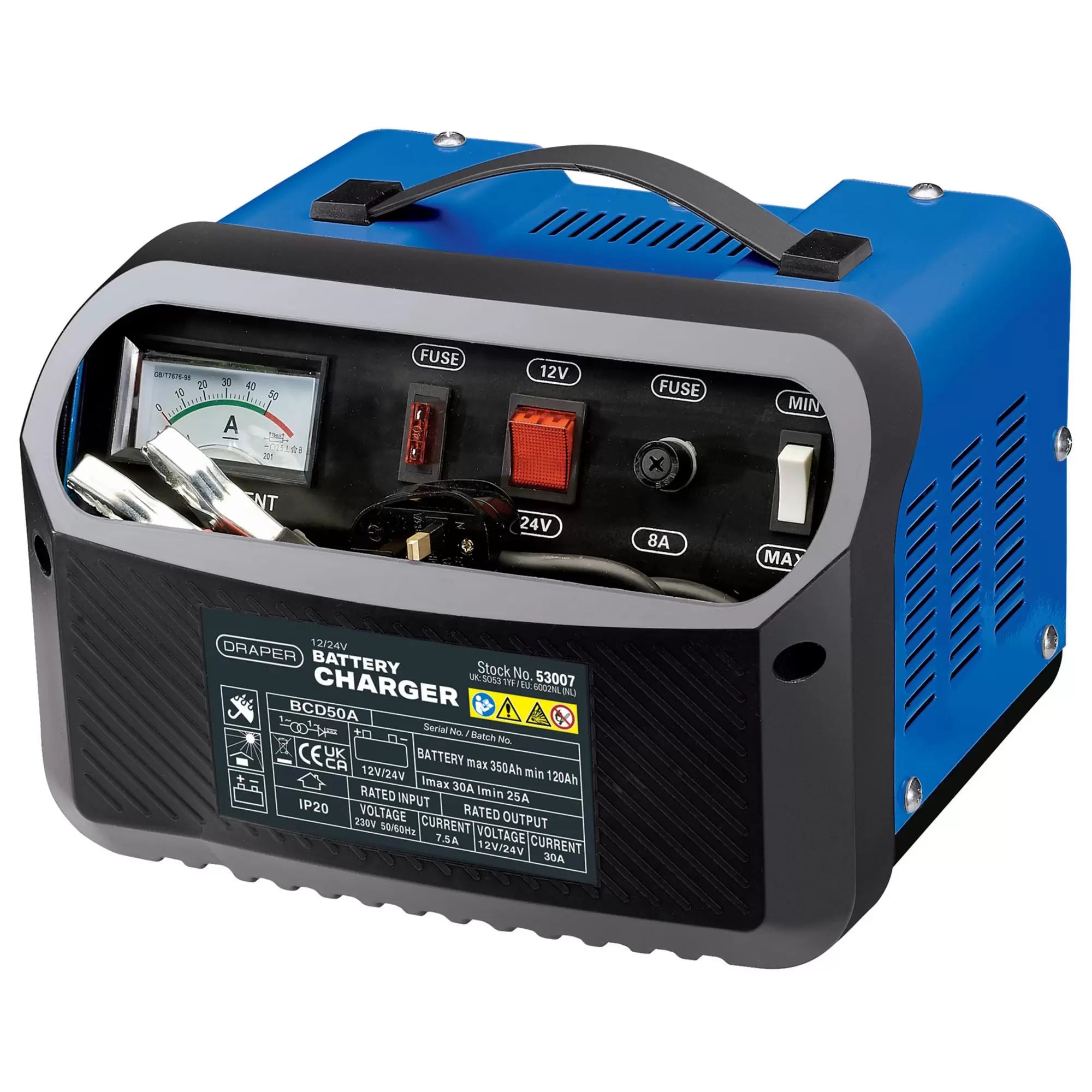 Draper Tools - 53007 - 12/24V Battery Charger, 25 - 30A