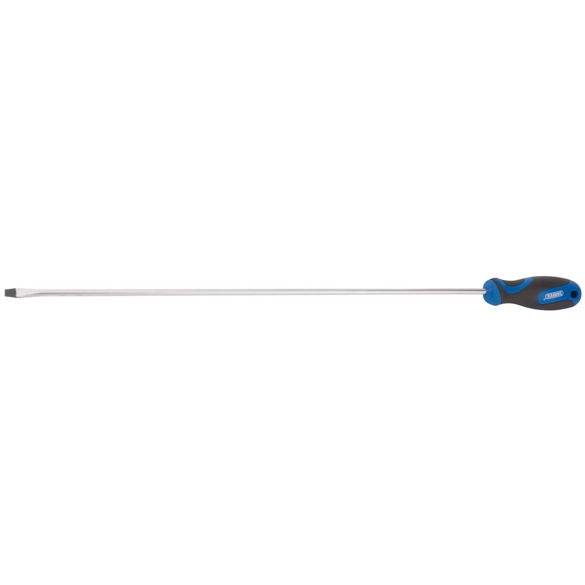 Draper Tools - 53508 - Extra Long Reach Soft Grip Plain Slot Screwdriver, 6 x 450mm