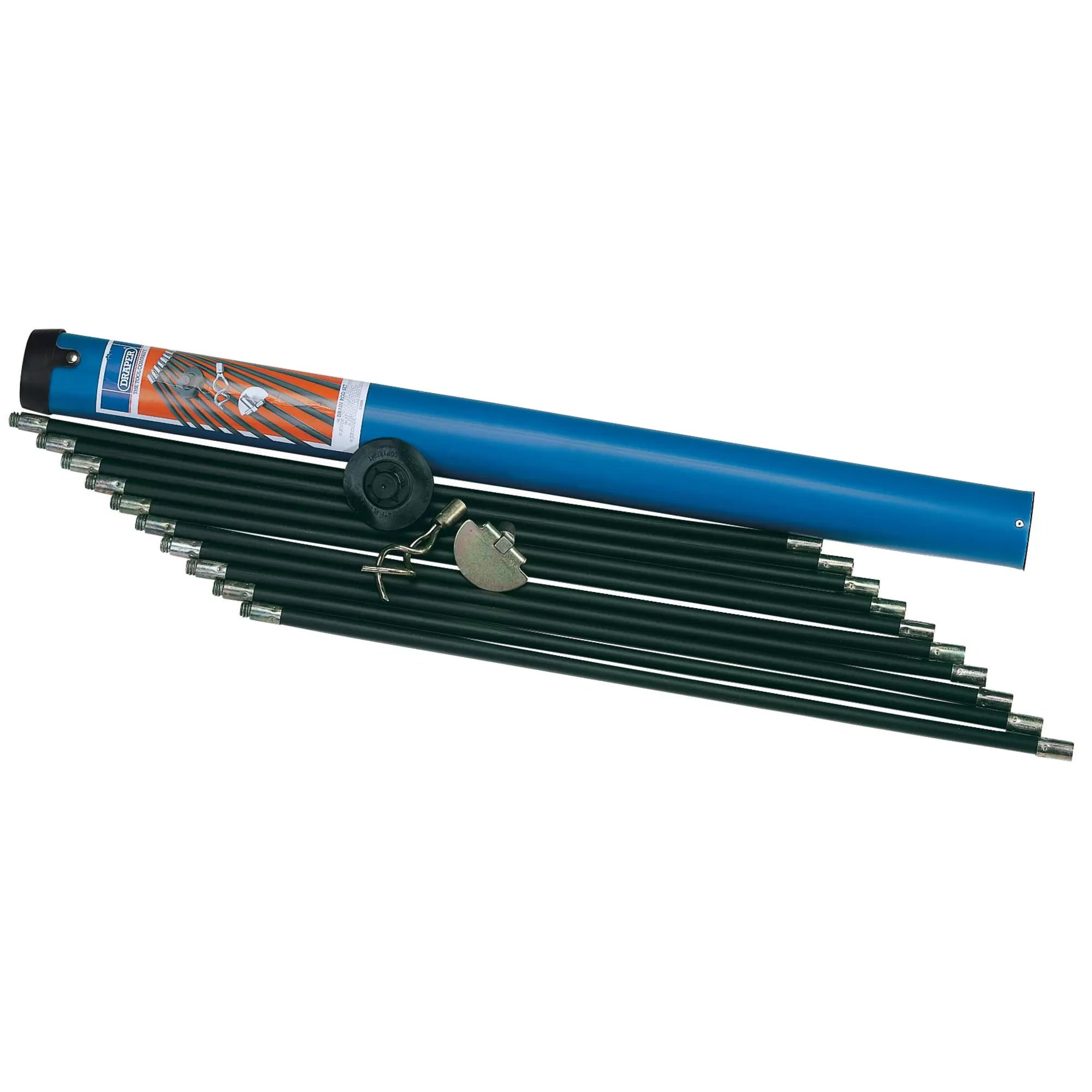 Draper Tools - 53856 - Polypropylene Drain Rod Set in Case, 9m (13 Piece)