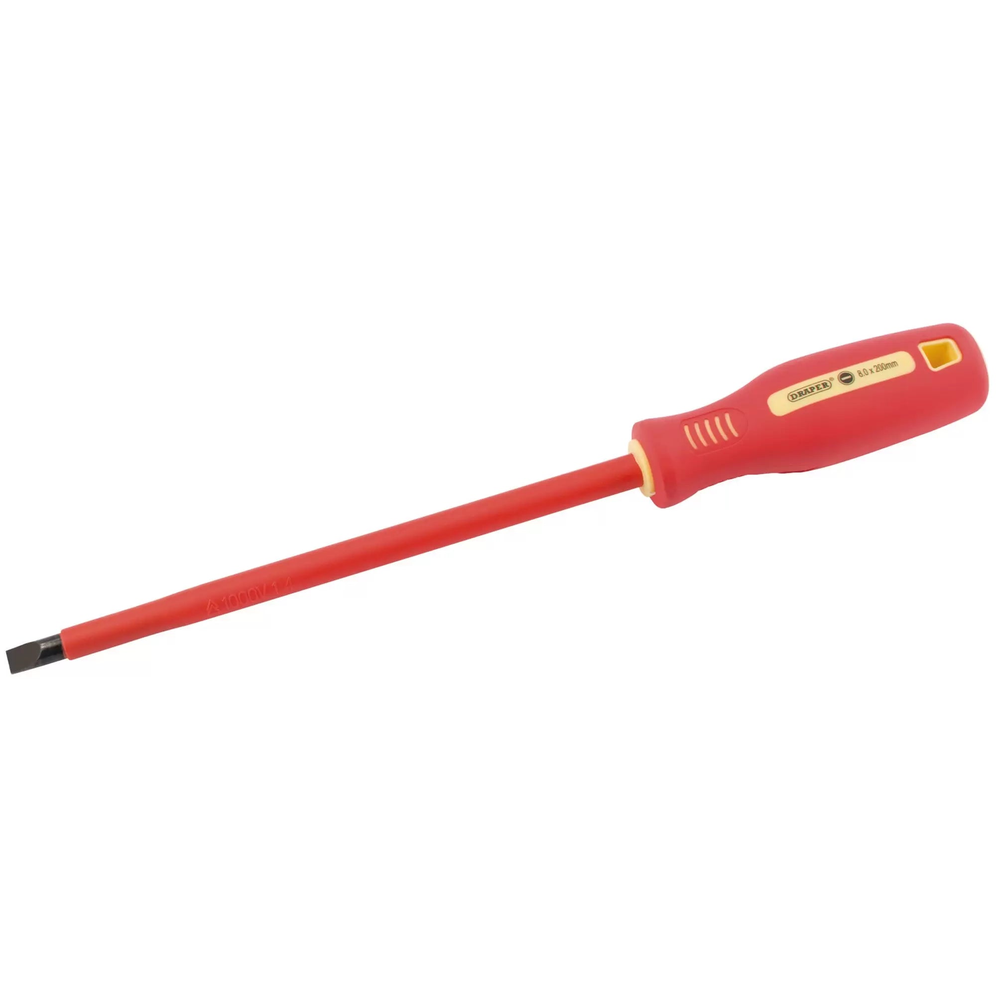 Draper Tools - 54273 - Fully Insulated Plain Slot Screwdriver, 8 x 200mm (Sold Loose)