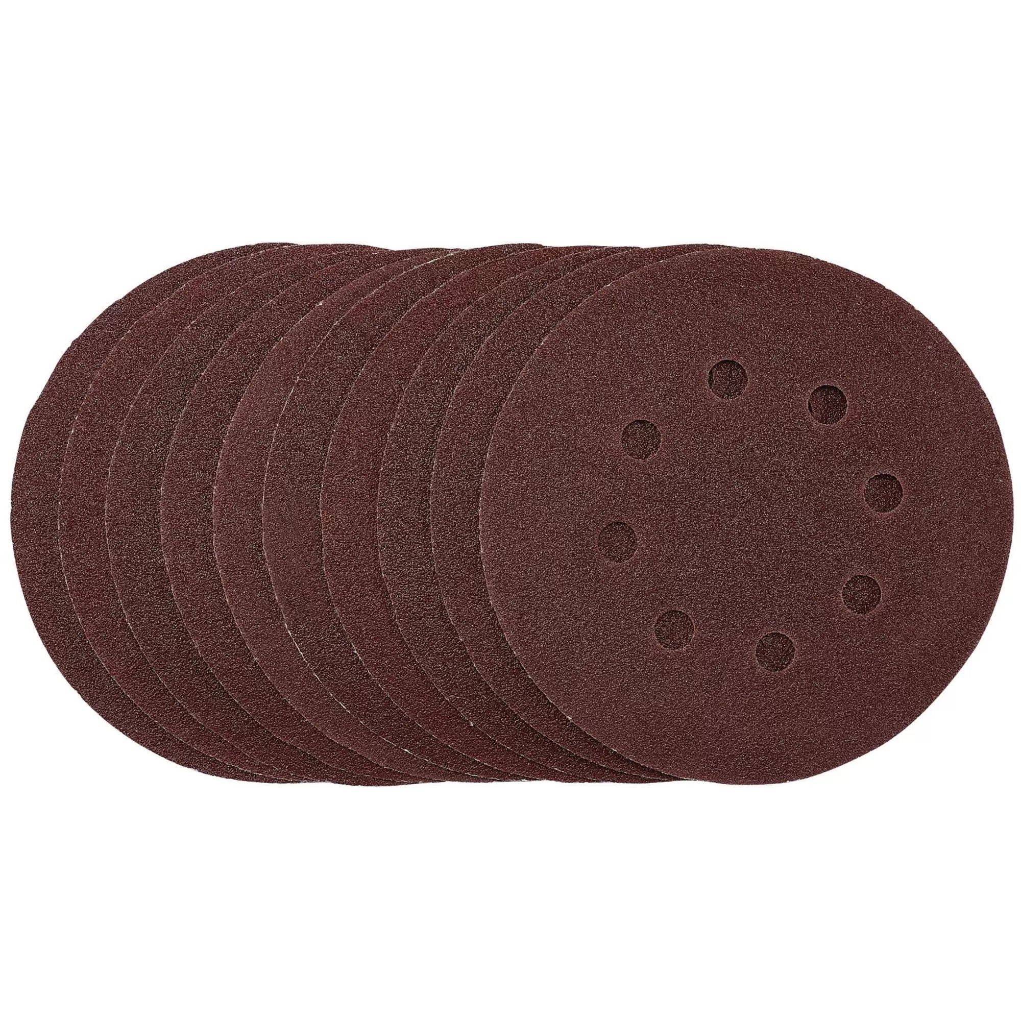 Draper Tools - 54755 - Punched Sanding Discs, 125mm, Hook & Loop, 80 Grit, (Pack of 10)