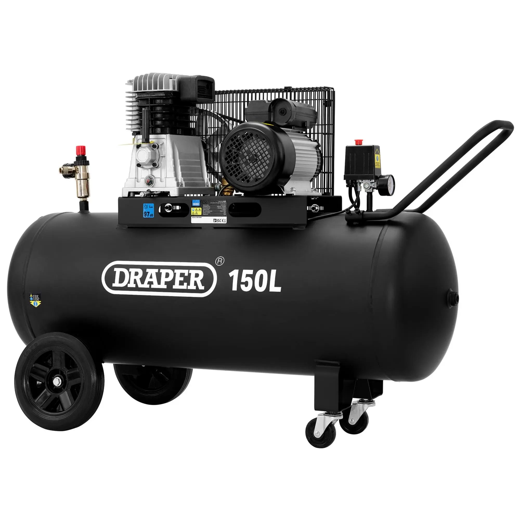 Draper Tools - 55305 - 230V 150L Belt-Driven Air Compressor, 2.2kW/3hp