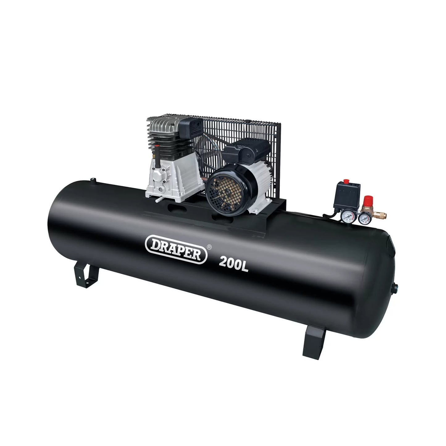 Draper Tools - 55313 - 230V 200L Stationary Belt-Driven Air Compressor, 2.2kW/3HP