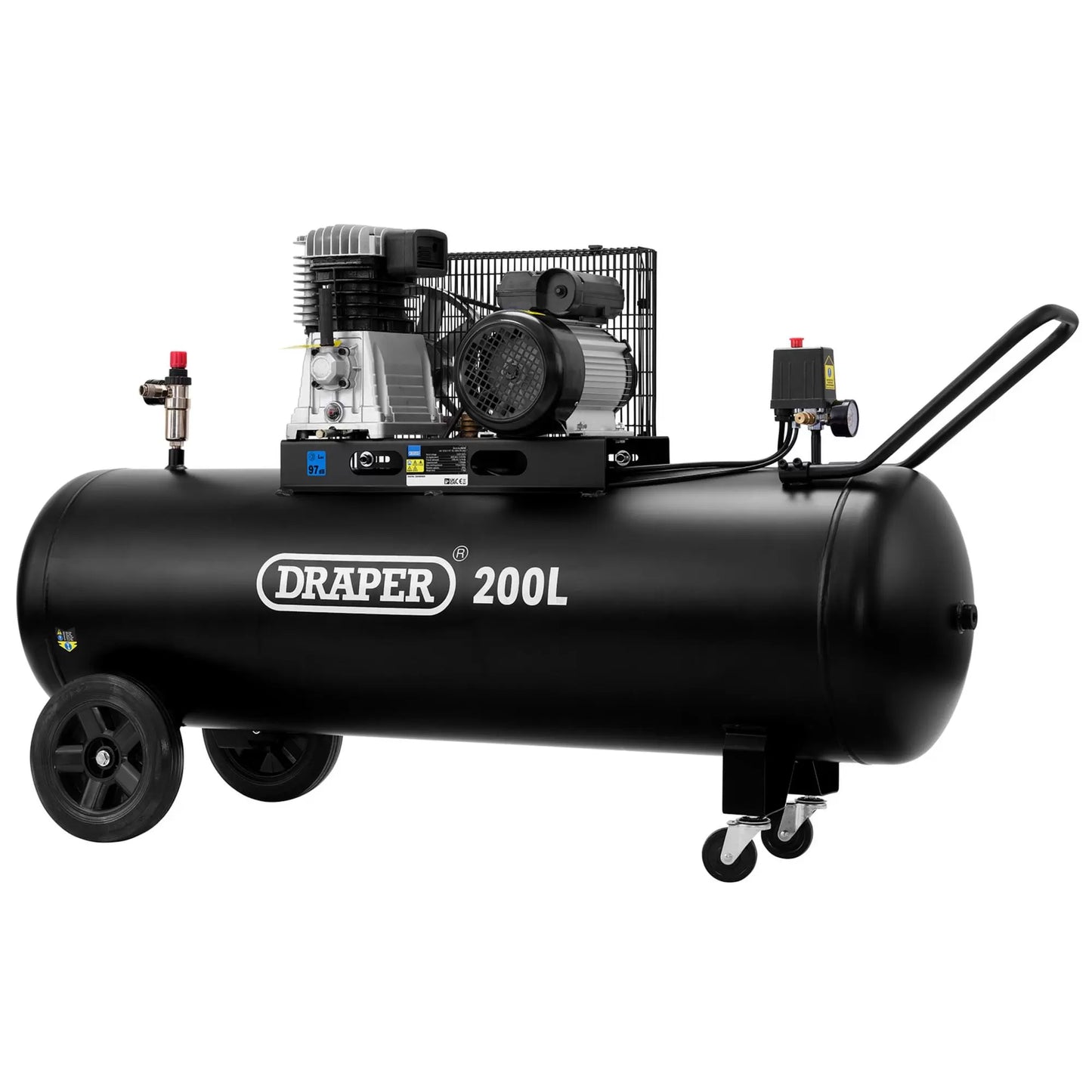 Draper Tools - 55315 - 230V 200L Belt-Driven Air Compressor, 2.2kW/3hp&nbsp
