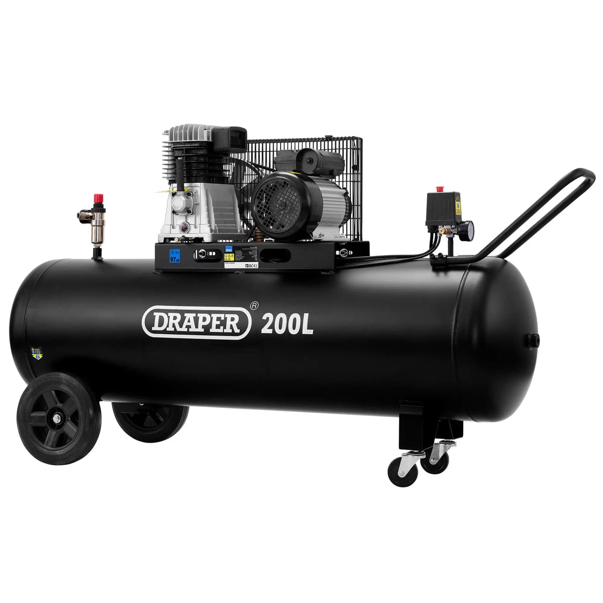 Draper Tools - 55315 - 230V 200L Belt-Driven Air Compressor, 2.2kW/3hp&nbsp