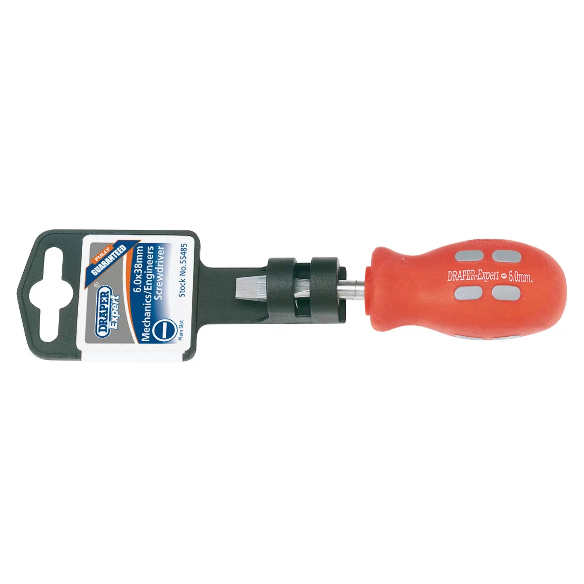 Draper Tools - 55485 - Draper Expert Plain Slot Flared Tip Mechanics Screwdriver, 6 x 38mm
