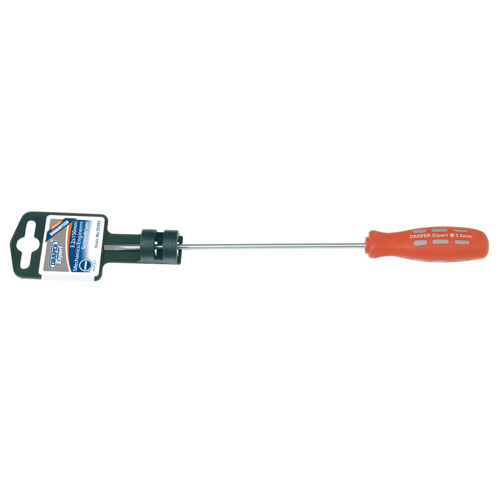 Draper Tools - 55493 - Draper Expert Plain Slot Parallel Tip Mechanics Screwdriver, 3.2 x 150mm