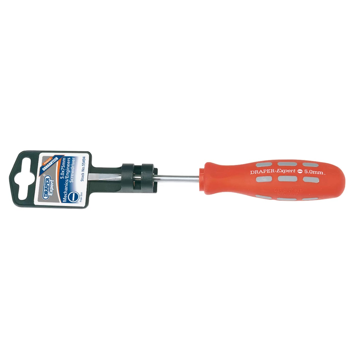 Draper Tools - 55494 - Draper Expert Plain Slot Parallel Tip Mechanics Screwdriver, 5 x 75mm