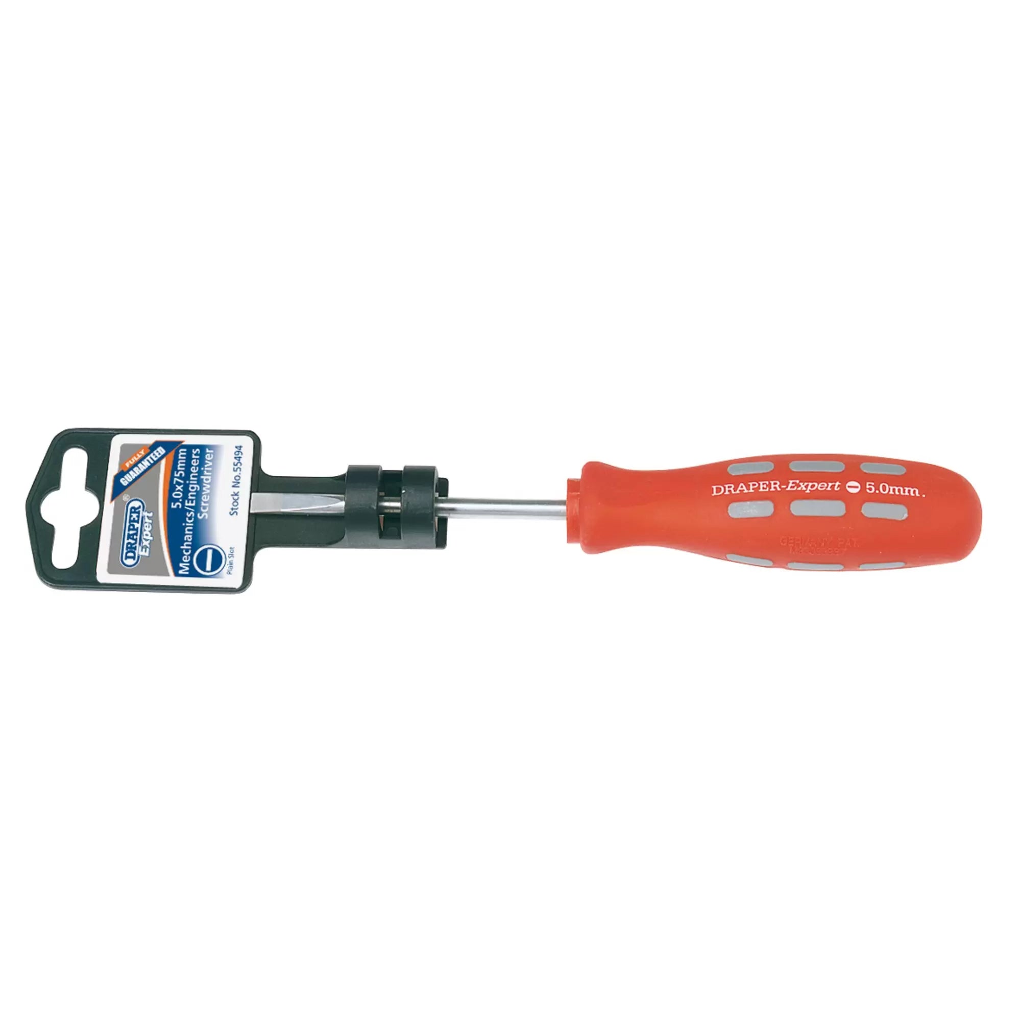 Draper Tools - 55494 - Draper Expert Plain Slot Parallel Tip Mechanics Screwdriver, 5 x 75mm