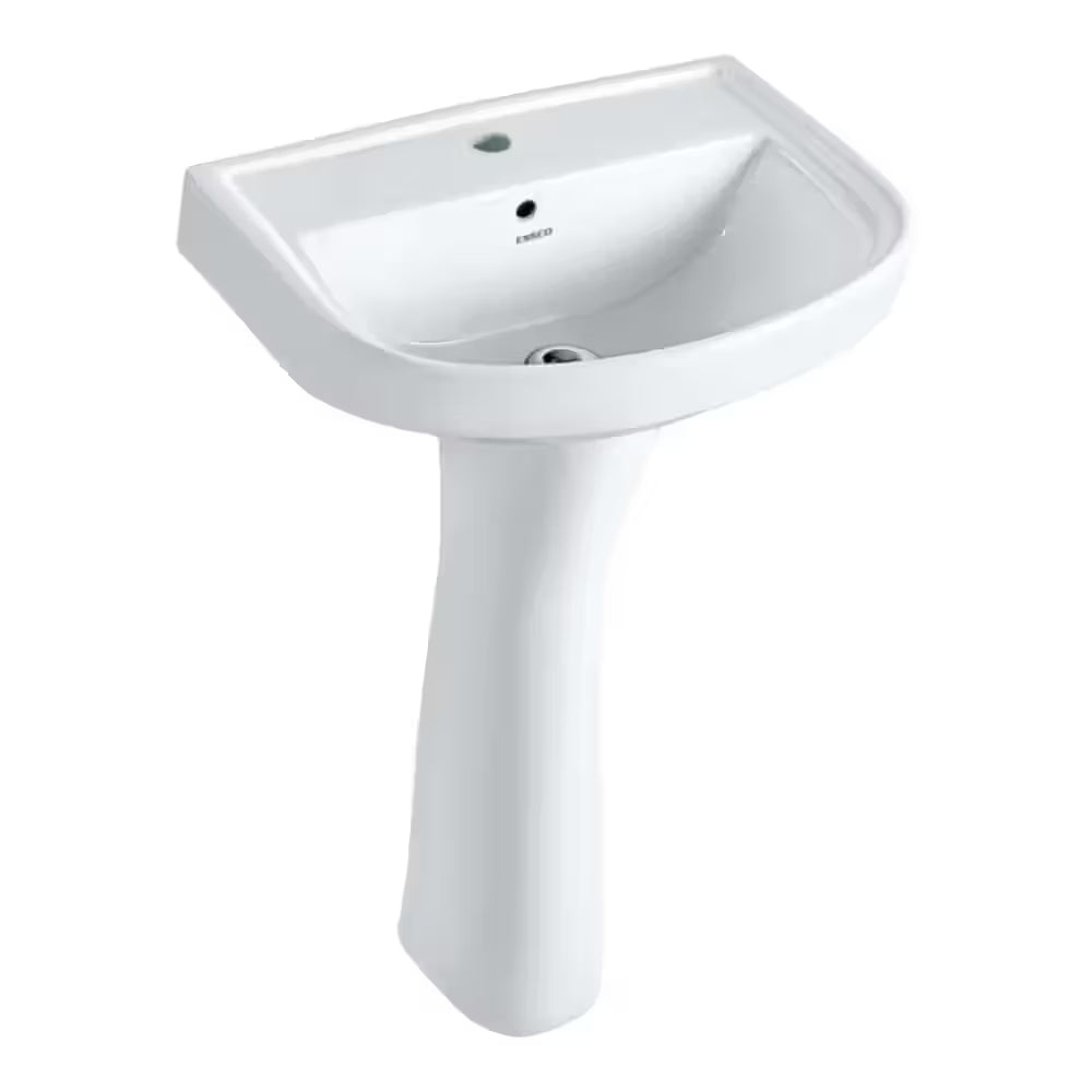 Essco Jaquar (ECS-WHT-801 + ECS-WHT-301) 555 x 410 x 205 mm Full Pedestal Wall Hung Basin With Fixing Accessories - White