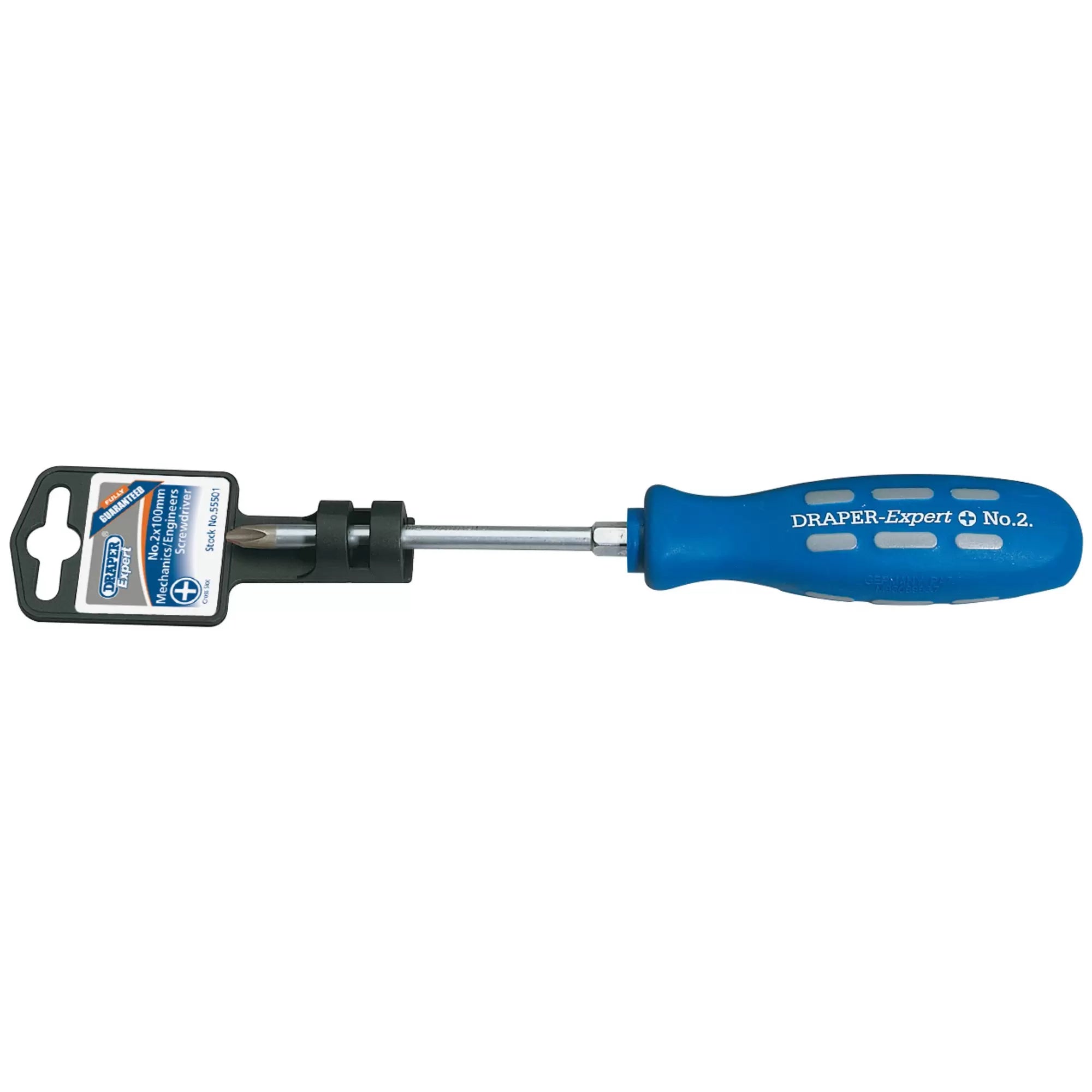Draper Tools - 55501 - Draper Expert Cross Slot Mechanics Screwdriver, No.2 x 100mm