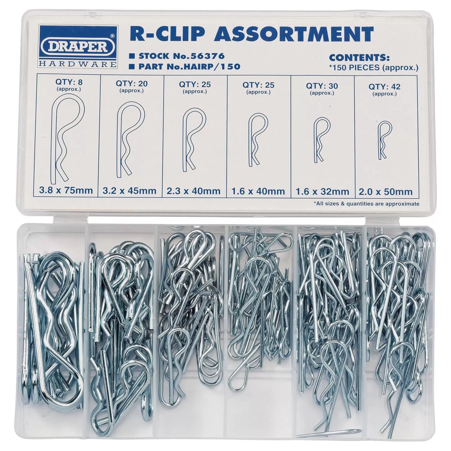 Draper Tools - 56376 - R-Clip Assortment (150 Piece)