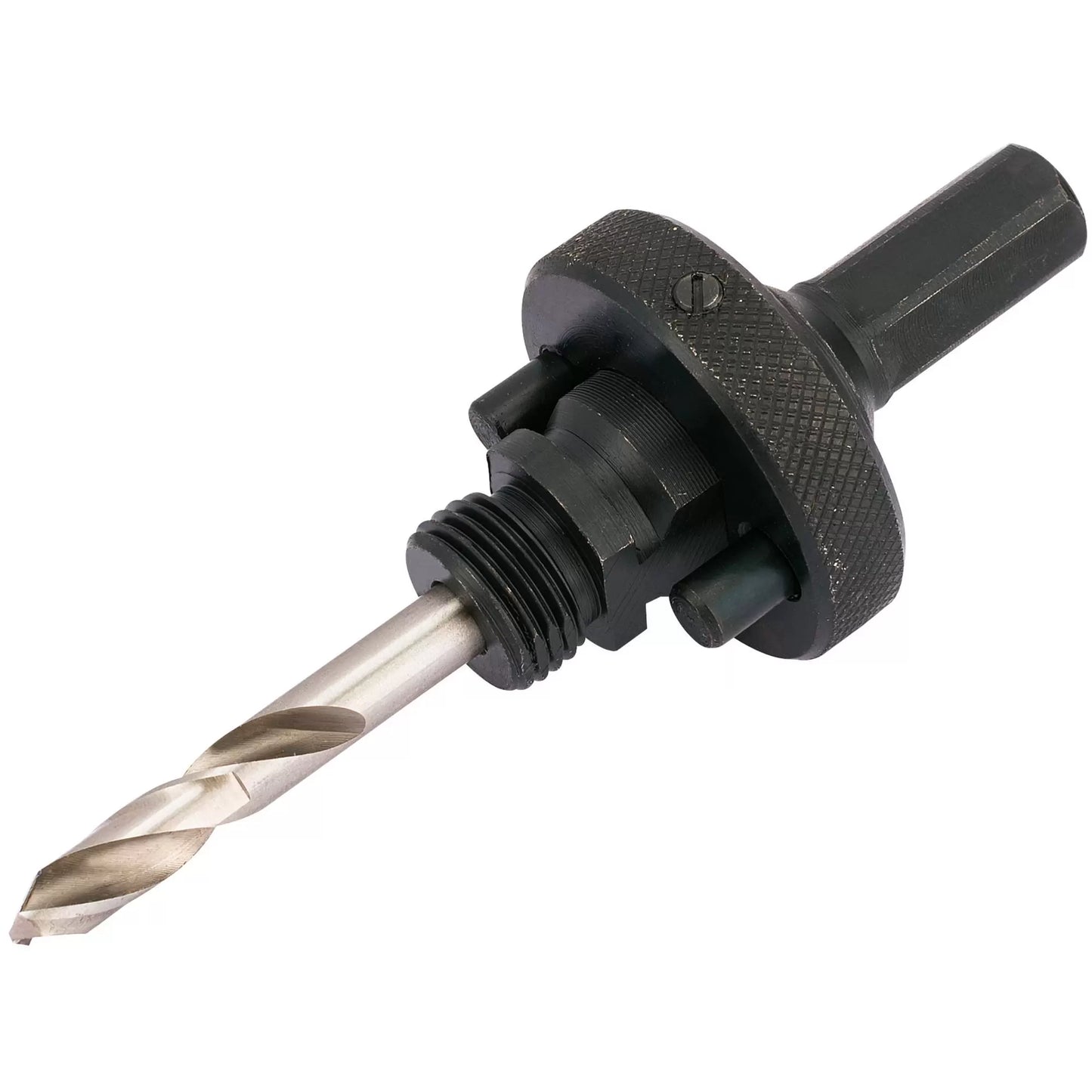Draper Tools - 56402 - Quick Release Hex. Shank Holesaw Arbor with HSS Pilot Drill for Holesaws 32 - 210mm, 7/16" Thread