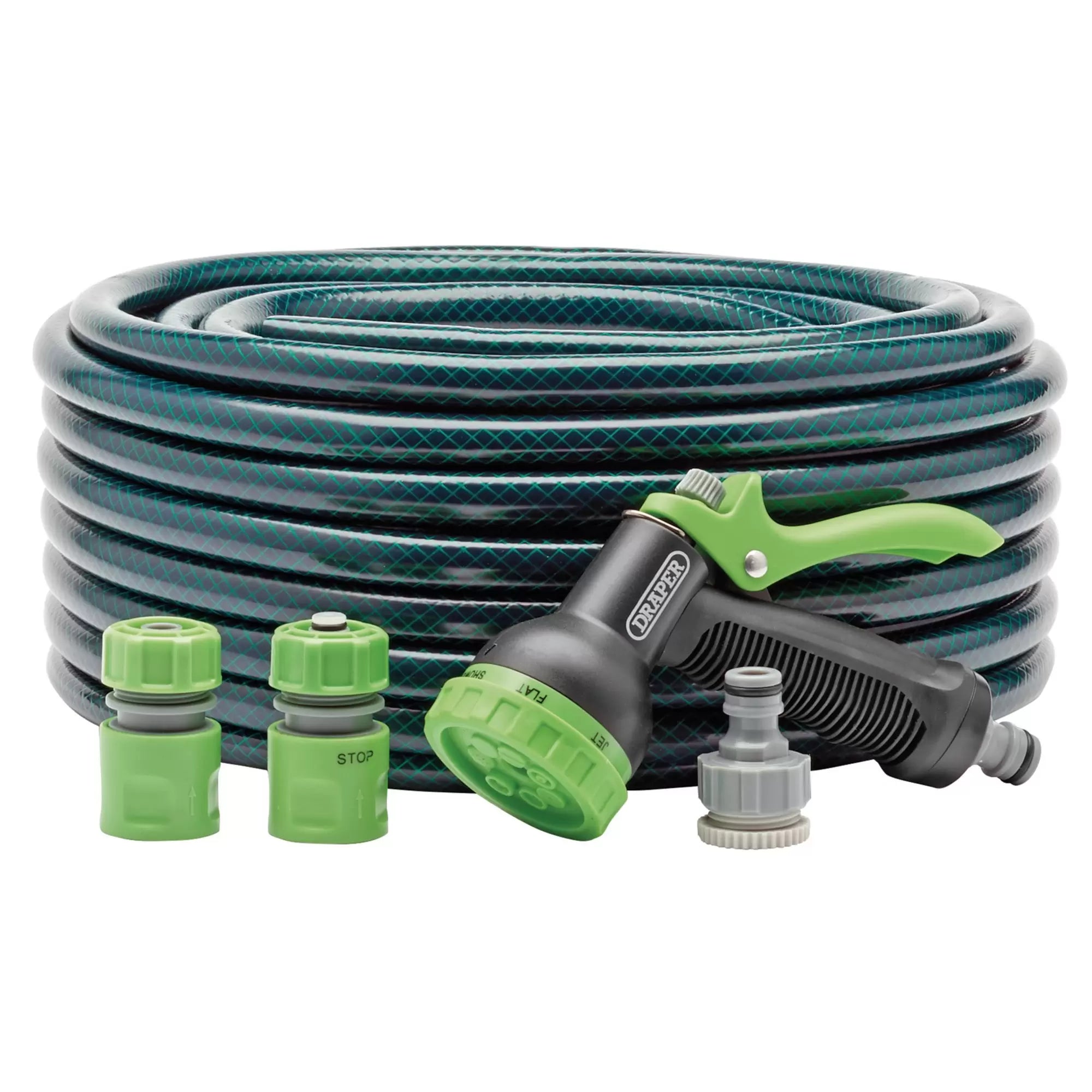 Draper Tools - 56447 - Garden Hose and Spray Gun Kit, 12mm Bore, 30m