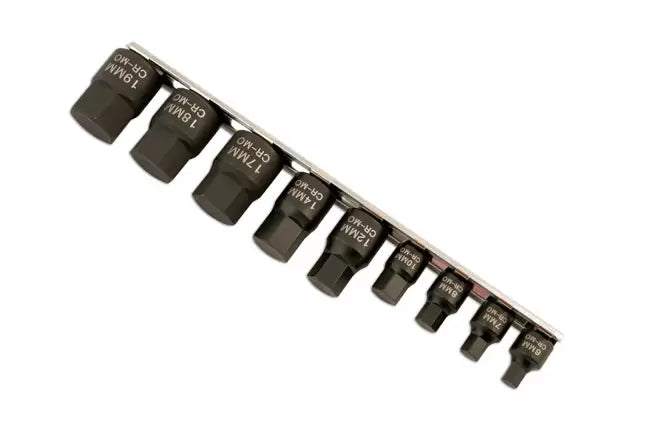 Laser - 5665 - Low Profile Impact Hex Socket Bit Set 1/4"D, 3/8"D 9pc