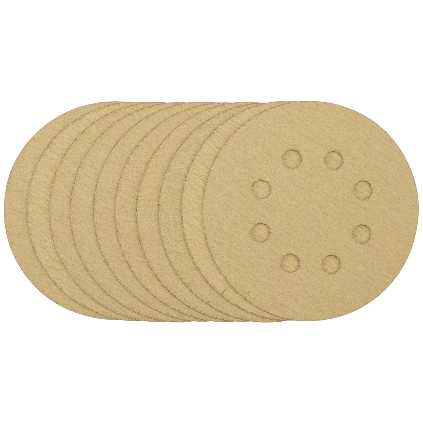 Draper Tools - 58111 - Gold Sanding Discs with Hook & Loop, 125mm, 120 Grit, 8 Dust Extraction Holes (Pack of 10)