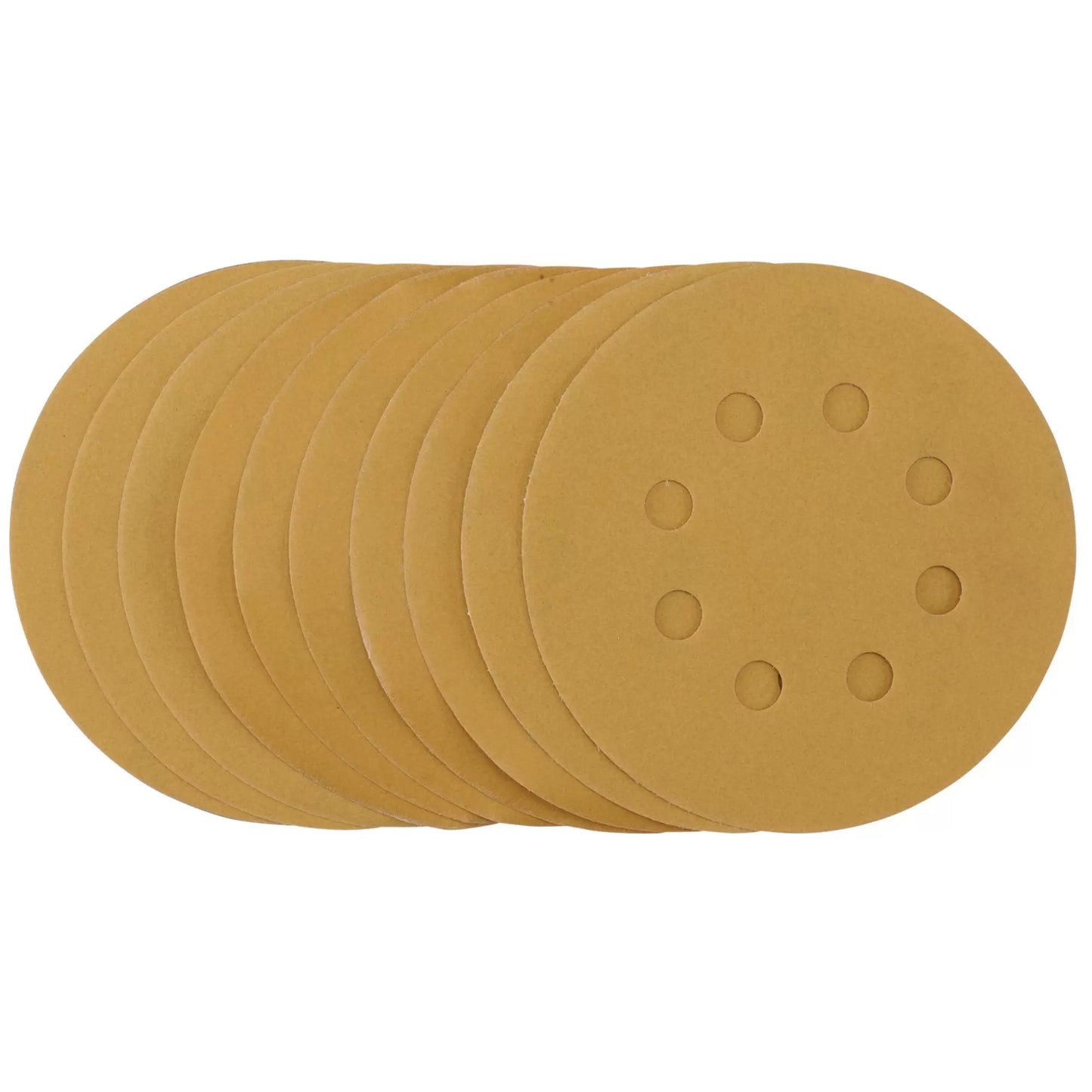 Draper Tools - 59766 - Gold Sanding Discs with Hook & Loop, 125mm, 320 Grit, 8 Dust Extraction Holes (Pack of 10)