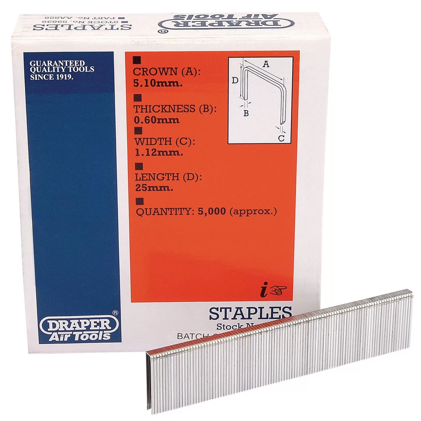 Draper Tools - 59839 - Staples, 25mm (5000)