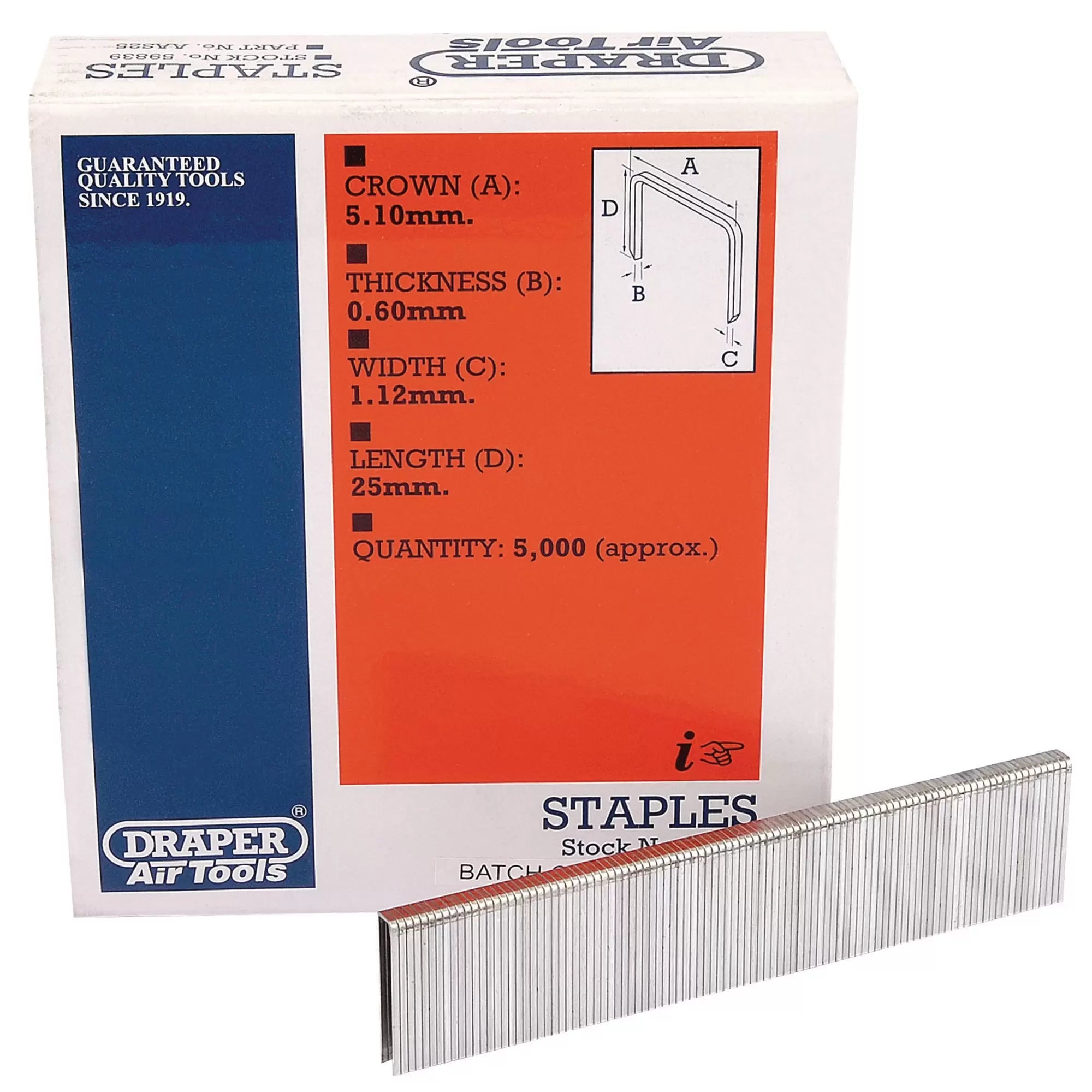 Draper Tools - 59839 - Staples, 25mm (5000)