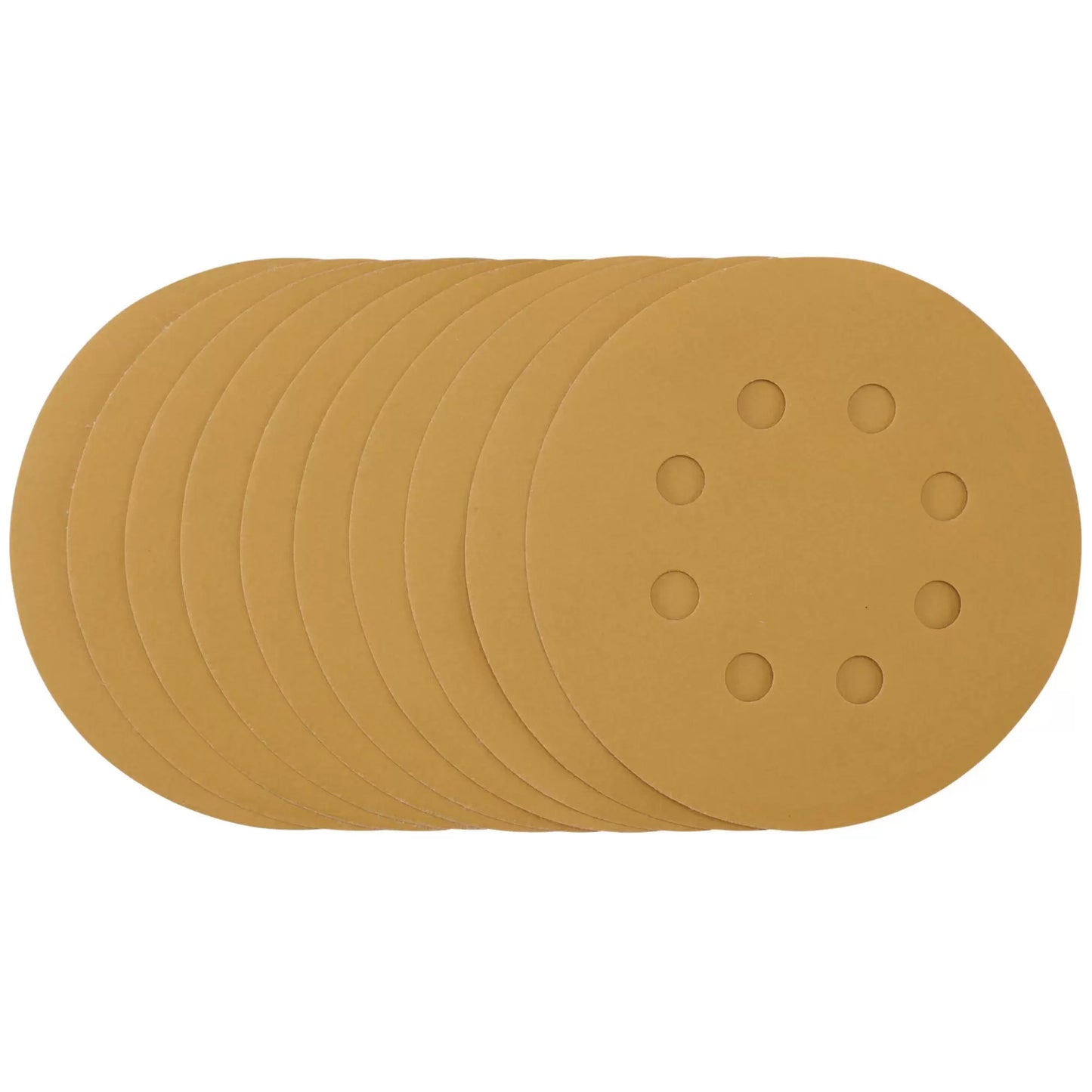Draper Tools - 59856 - Gold Sanding Discs with Hook & Loop, 125mm, 400 Grit, 8 Dust Extraction Holes (Pack of 10)