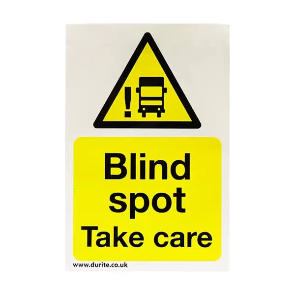 Durite 0-870-51 - 'Blind Spot Take Care' Safety Sign, Landscape. Pk1