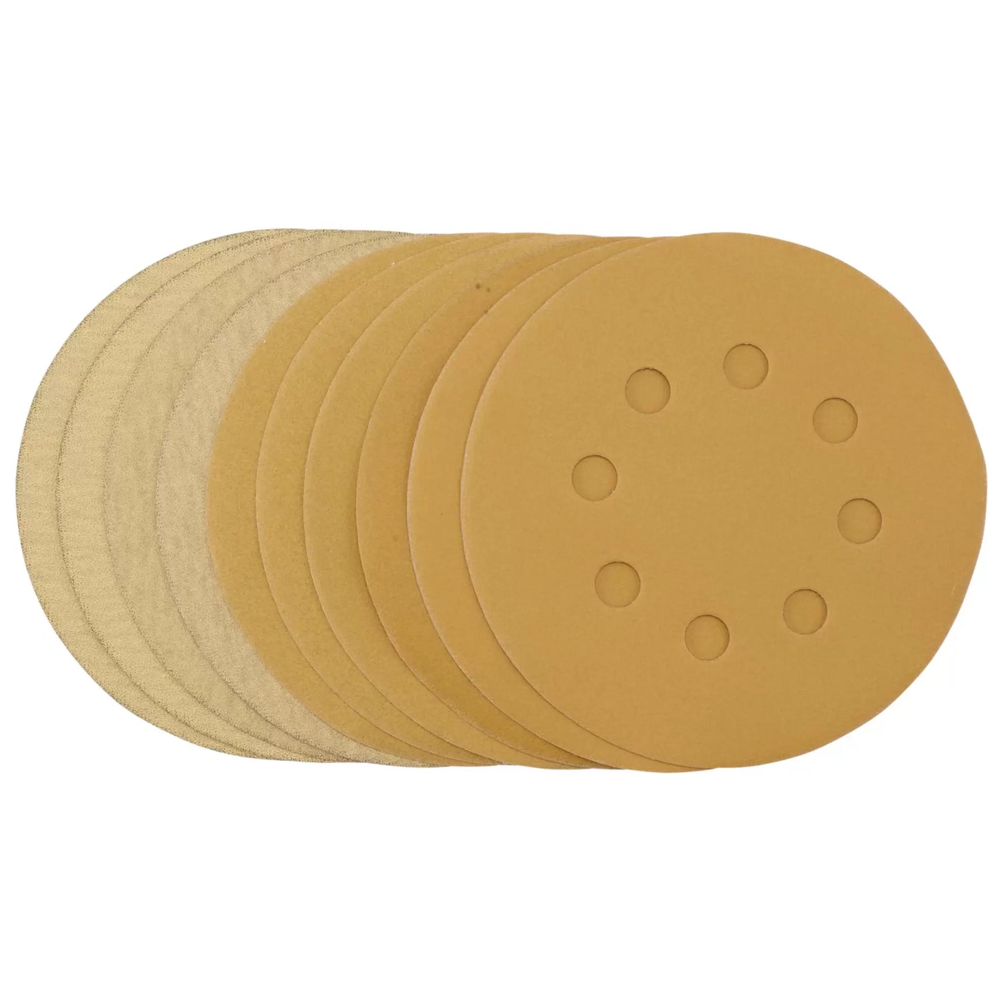 Draper Tools - 60161 - Gold Sanding Discs with Hook & Loop, 125mm, Assorted Grit - 120G, 180G, 240G, 320G, 400G, 8 Dust Extraction Holes (Pack of 10)