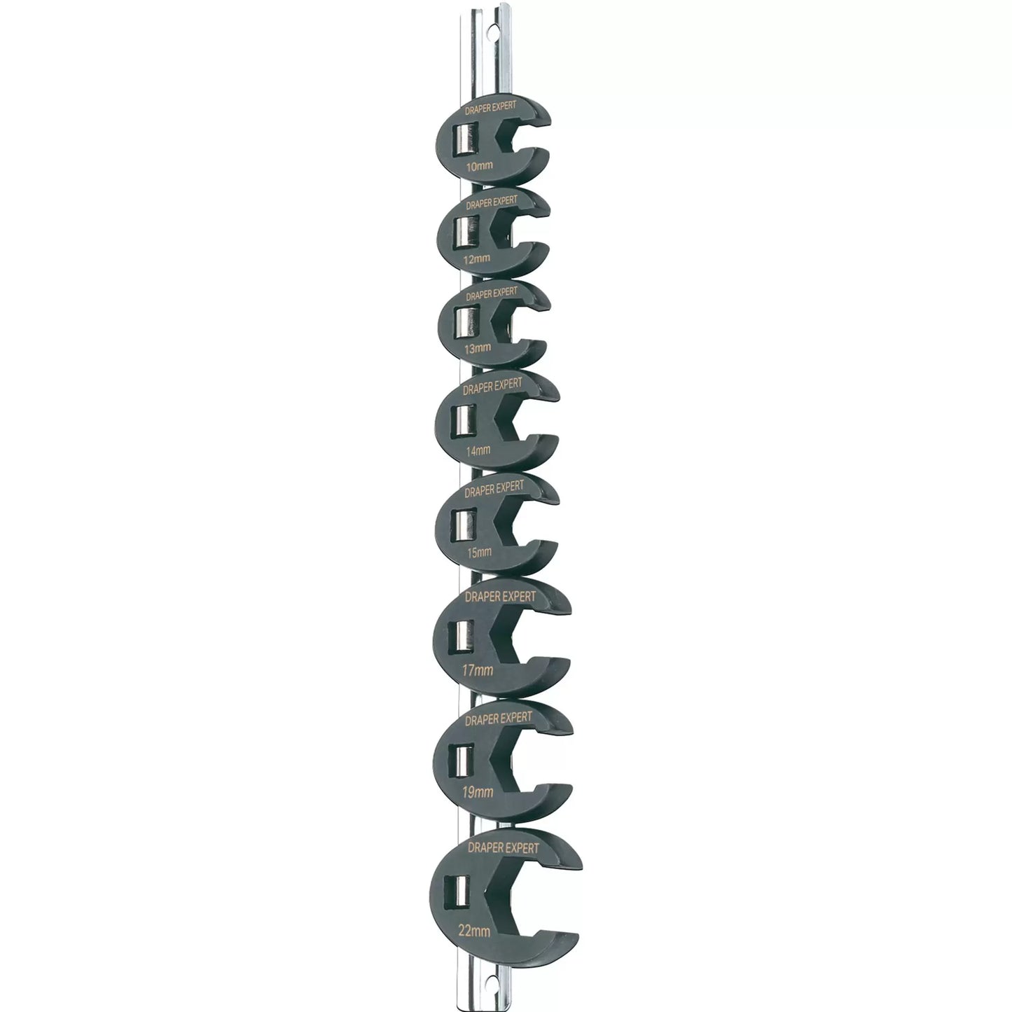 Draper Tools - 61034 - Draper Expert Metric Crow Foot Spanner Set on a Metal Rail, 3/8" Sq. Dr. (8 Piece)