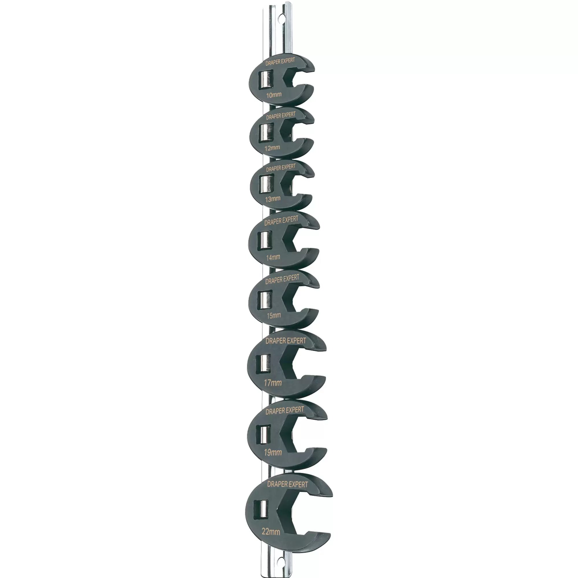Draper Tools - 61034 - Draper Expert Metric Crow Foot Spanner Set on a Metal Rail, 3/8" Sq. Dr. (8 Piece)