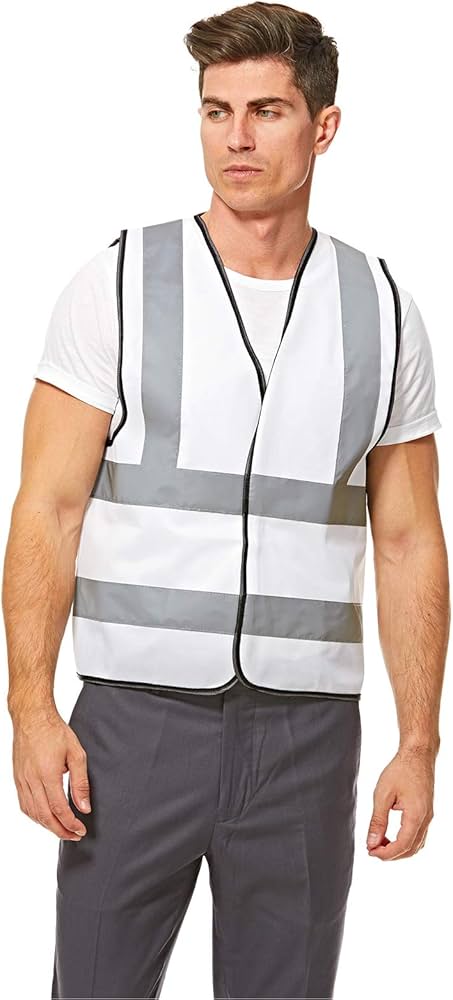 Empiral Glitter Velcro Safety Vest, Size Small, Quick-Fit Hi-Vis Vest for Visitors & Crews - White