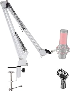 DAYONG Microphone Boom Stand, Heavy Duty Adjustable Suspension Mic Stand, White
