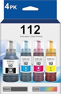 112 Ink Cartridge 4-Colour Ink Compatible with Epson 112 Bottle Set (4-Pack)