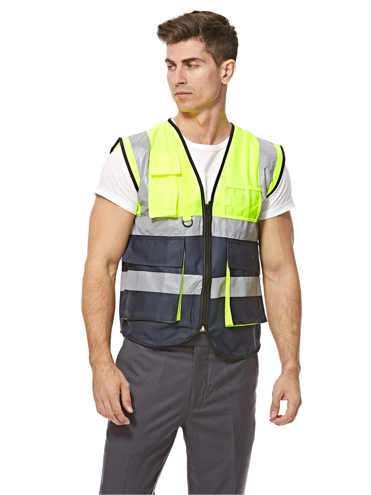 Empiral Zipper Safety Vest, Size S4, Straight-Back Reflective Zipper Safety Vest for Day/Night Visibility - Green