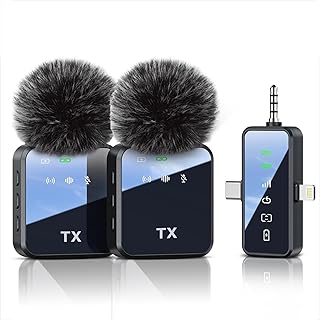 3 in 1 Wireless Lavalier Microphone for iPhone Android Camera