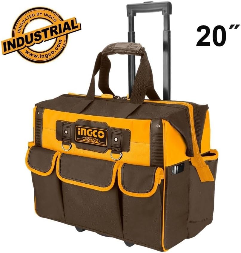 INGCO 20" Heavy-Duty Rolling Tool Bag – 30L Capacity, 19 Pockets, 2 Wheels – HRRTB2015