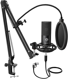 FIFINE Studio Condenser USB Microphone Kit with Scissor Arm Stand (T669)