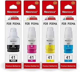 NexNova® for Canon Gi 41 ink set 4-Pack (Pigment Black Cyan Magenta Yellow) GI 41 Compatible for CANON PIXMA G1420 G2420 G2460 G3420 G3460
