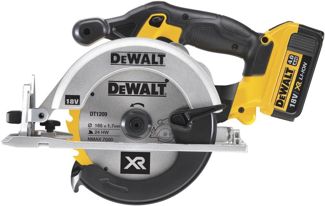 DEWALT DCS391M2-GB 18V 165mm Premium Circular Saw – 2 x 4.0Ah Batteries, Charger & Kitbox, Yellow/Black, 3 Year Warranty