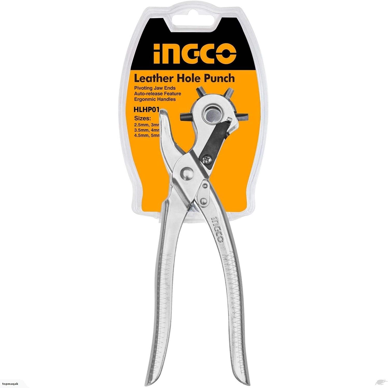 INGCO Leather Hole Punch Set – 6 Sizes, Steel Punch &amp; Awl Tool – HLHP01