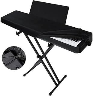 Electric Piano Keyboard Dust Cover, Waterproof Stretchy, Full 61-Key Cover (Black)