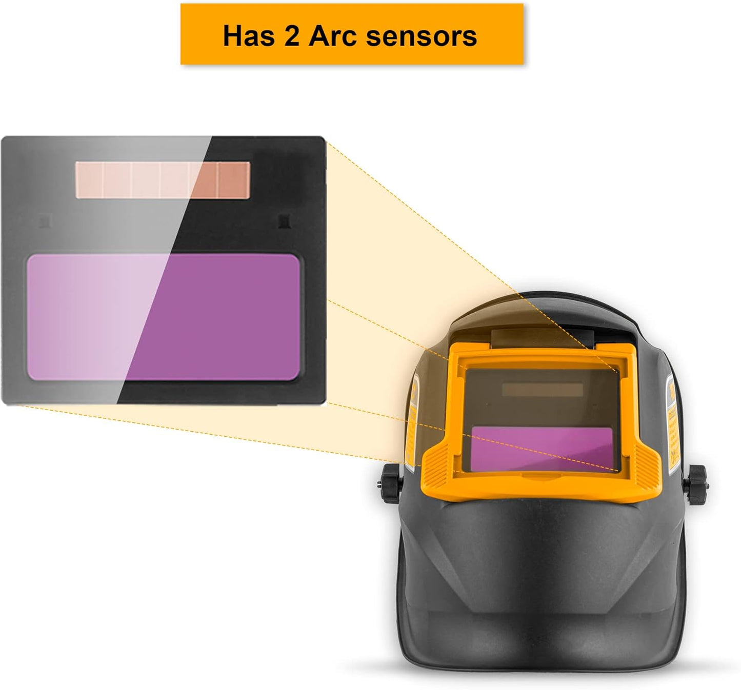 INGCO Auto-Darkening Welding Helmet – Wide View, 4 Arc Sensors – AHM009