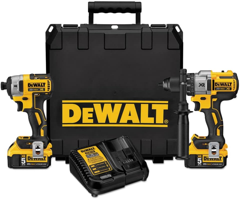 DEWALT DCK299P2 20V MAX Hammer Drill & Impact Driver Combo Kit – 2 Batteries & Charger