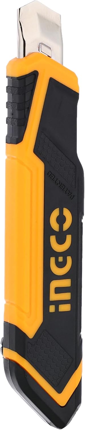 INGCO Snap-Off Blade Utility Knife – Heavy-Duty, Retractable with Blade Storage – HKNS16618