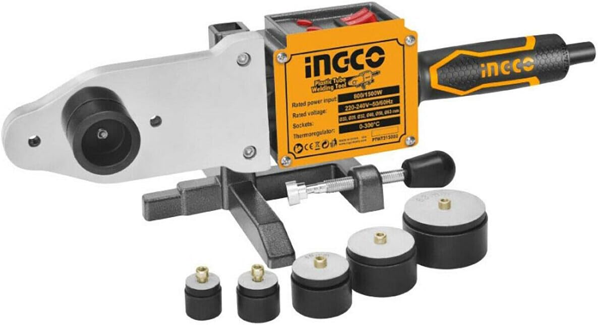 INGCO Plastic Tube Welding Tool Kit – for HDPE, PP, PVC Pipes – PTWT215002