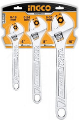 INGCO 3-Piece Chrome Adjustable Wrench (Spanner) Set – HADWK031