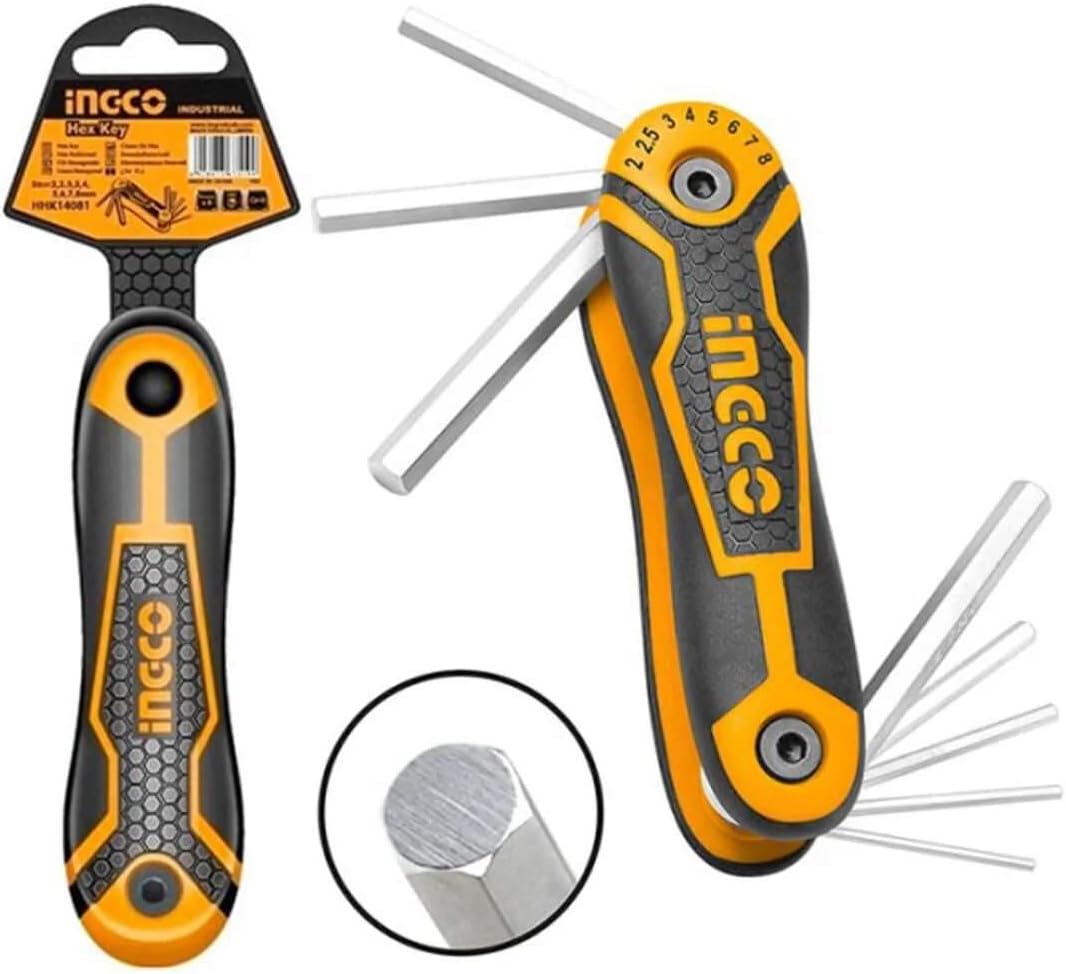 INGCO 8-in-1 Folding Portable Hex Key / Allen Key Set – HHK14081
