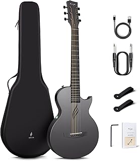 Enya NOVA Go SP1 Carbon Fiber Acoustic Electric Guitar Bundle with Accessories (Black)