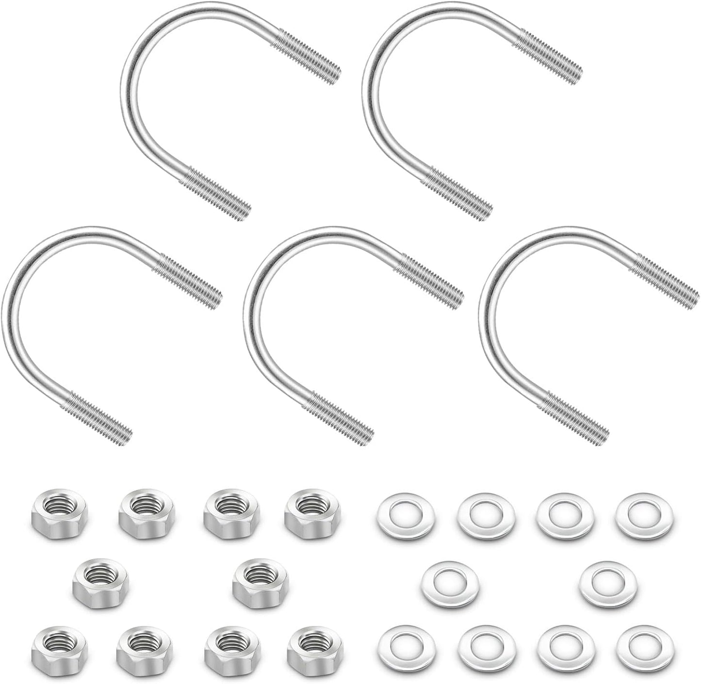 SS304 U-Bolt with 4 Washers & 4 Nuts – 1 Inch (Stainless Steel 304)