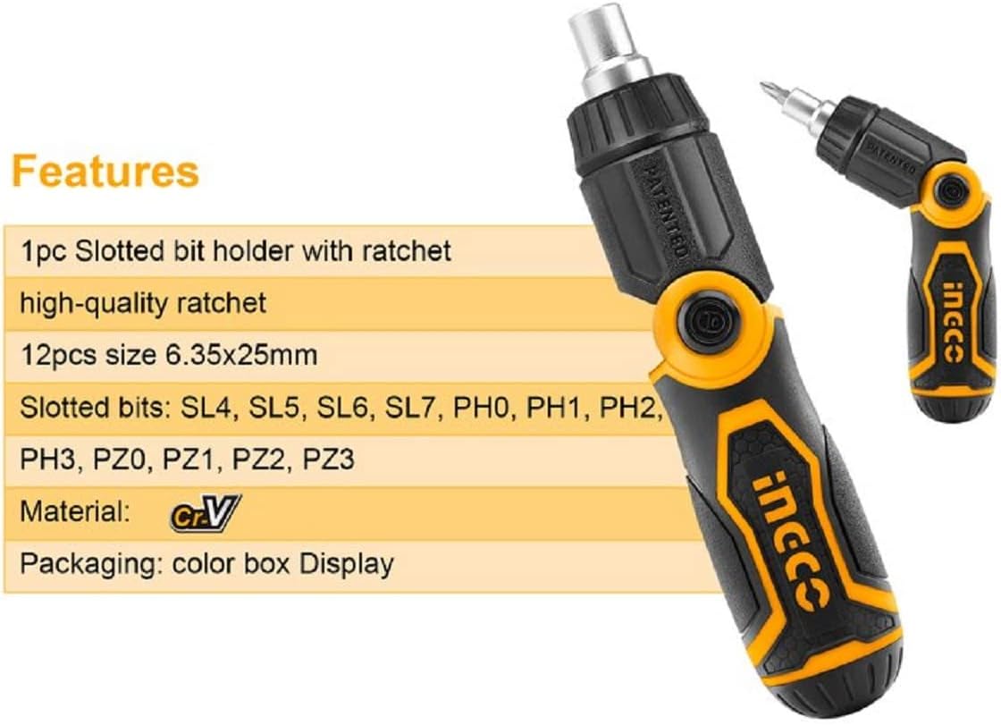 INGCO 13-in-1 Magnetic Ratchet Screwdriver Set with Case – AKISD1208